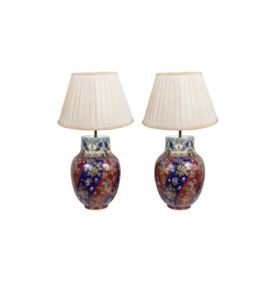Pair Late 19th Century Majolica Vases / Lamps