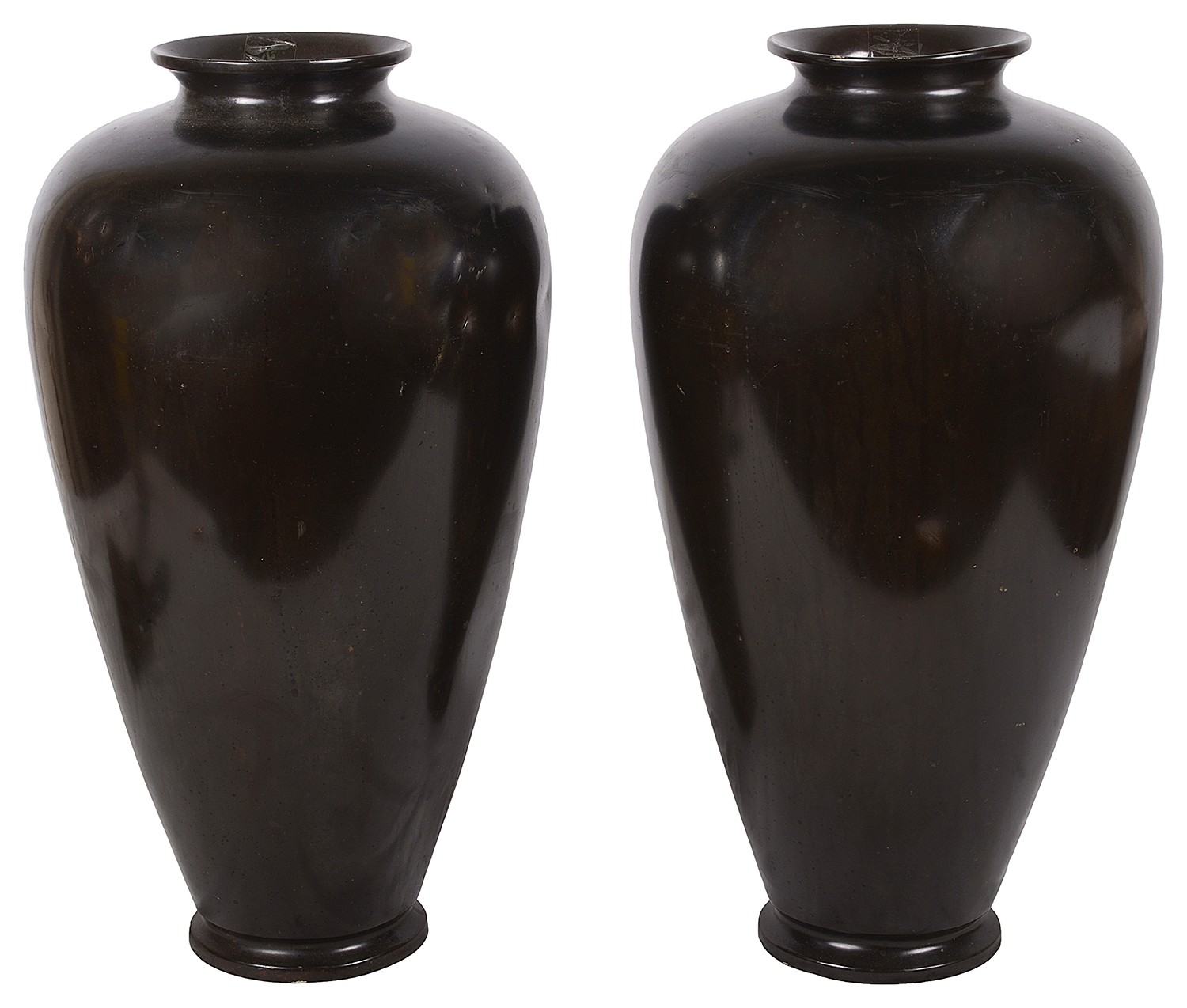 PAIR LARGE 19TH CENTURY JAPANESE BRONZE EMBOSSED VASES