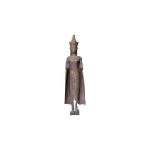 18TH CENTURY TIBETAN CARVED WOOD BUDDHA.