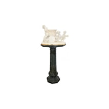 19th Century Italian Alabaster group of children pushing a cart.