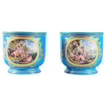 Pair Sevres style porcelain jardinieres, 19th Century.
