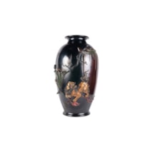 Large Japanese Meiji period Bronze over lay vase.