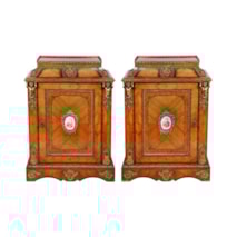 Pair French 19th Century Pier cabinets, porcelain plaques