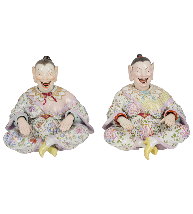 Rare pair of 19th Century Meissen nodding Pagodas.