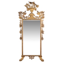 18th Century French carved giltwood wall mirror.