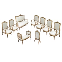 Rare Louis XVI style French gilt wood Salon suite, 1880.