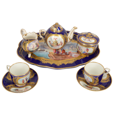 19th Century French Sevres style porcelain Cabaret set.