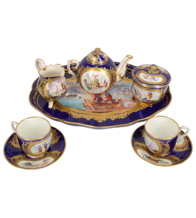 19th Century French Sevres style porcelain Cabaret set.