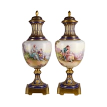 Large pair late 19th Century Sevres style porcelain vases.