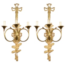Pair classical Louis XVI style ormolu wall lights.
