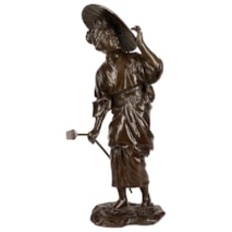 Japanese Meiji period Bronze farmer girl.