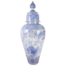 A monumental 19th Century Japanese blue and white Palace lidded vase.