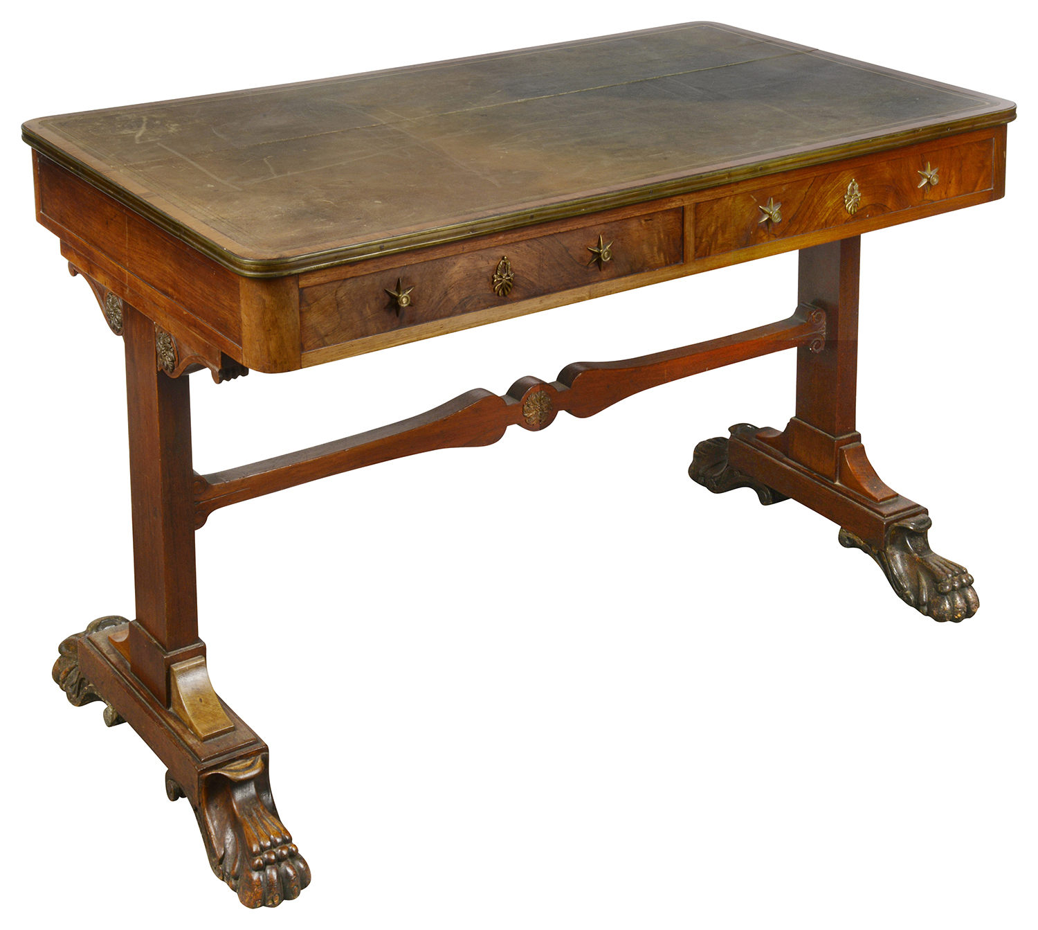 Regency period Mahogany end support Library table, circa 1820
