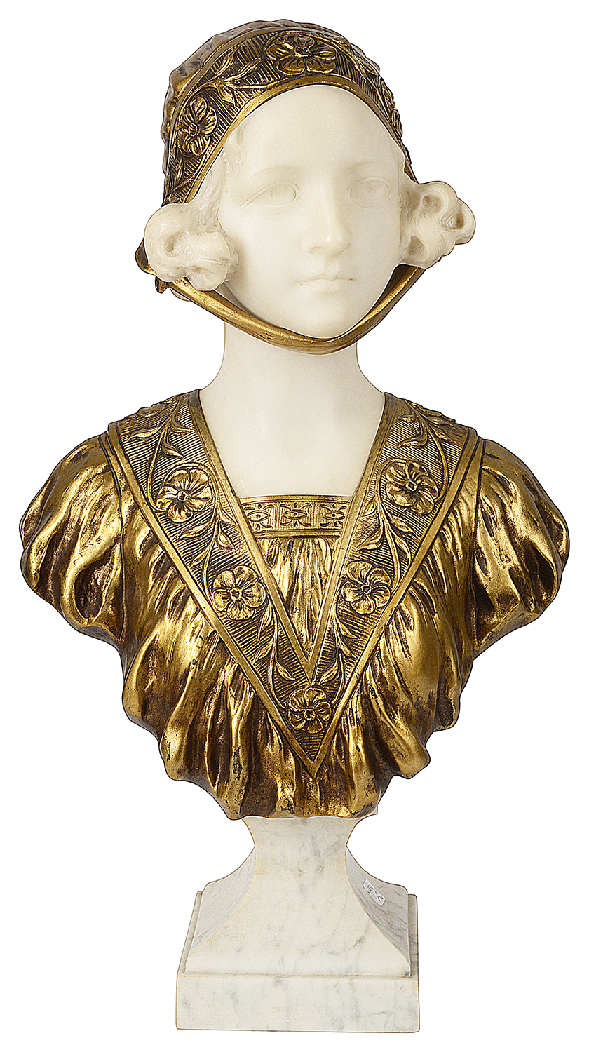 G.V. Vaerenbergh, Marble and ormolu bust of a young maiden