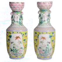 Rare pair of 19th Century Famille Rose vases 92cm(36")
