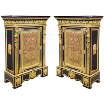 Large pair of 19th Century French Boulle inlaid cabinets.