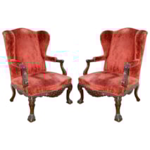Imposing pair of 18th Century Georgian style Gainsborough wing arm chairs
