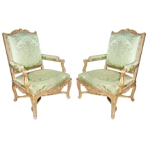 Pair 19th Century French Giltwood Salon chairs.