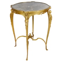 Napoléon III gilt-bronze, marble guéridon, by Zwiener Jansen Sucesseur, Paris,1900