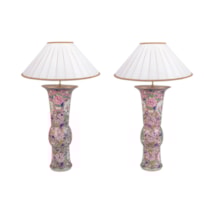 Pair late 19th Century Chinese Famille Rose vases / lamps.