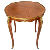 Linke style Gueridon, with parquetry inlay and gilded ormolu mounts.