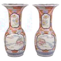Large pair flared neck Kutani vases, circa 1890.