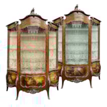 Pair French Verne Martin vitrines, circa 1890.