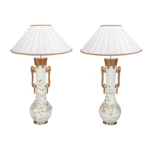 Pair Japanese Kutani vases / lamps, circa 1890.
