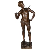 Bronze Arab boy snake charmer, 19th Century