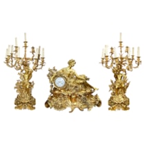 Important 19th Century French clock garniture by Deniere.