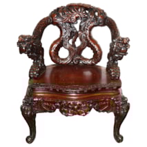 Late 19th Century Japanese carved wood arm chair