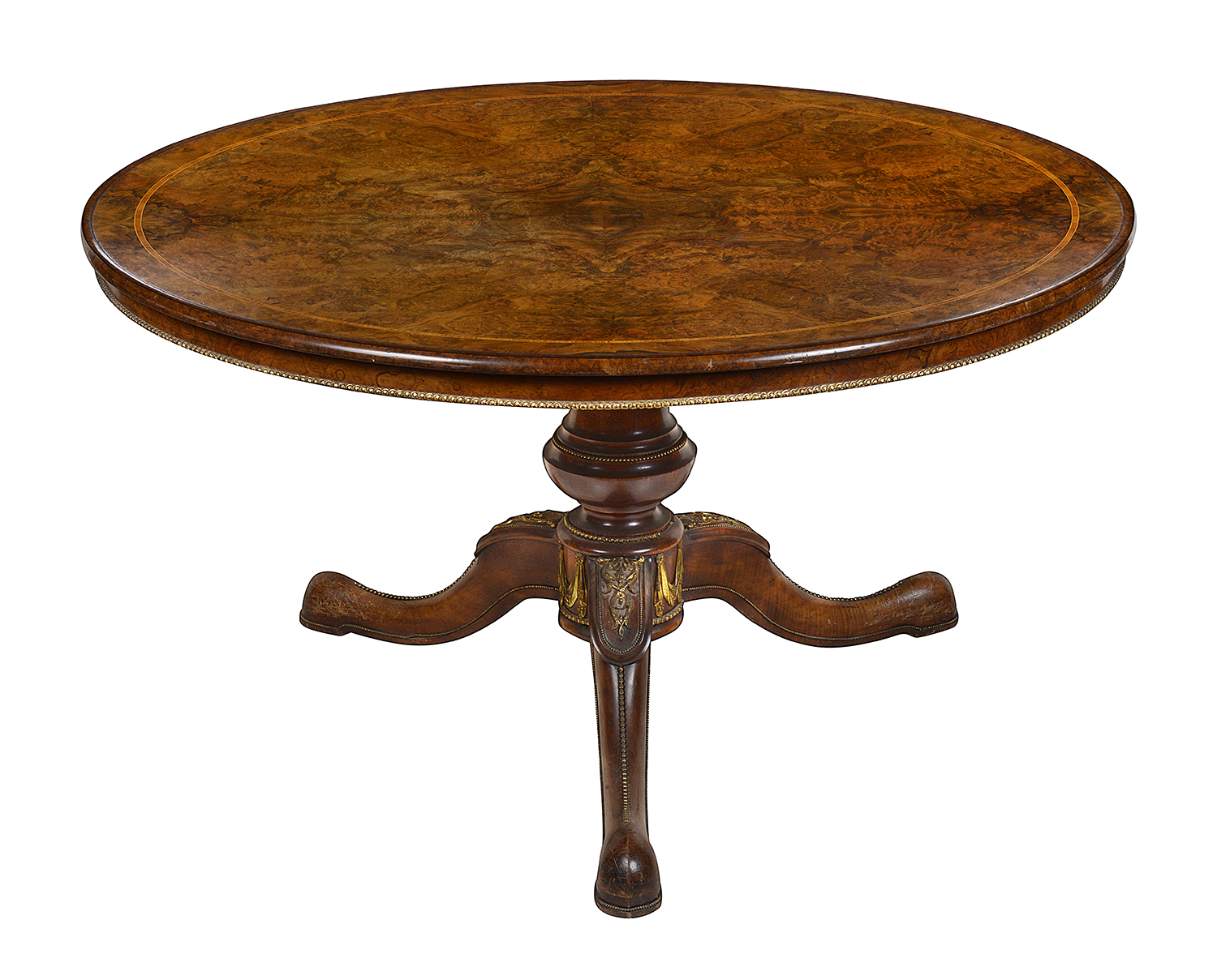 Victorian Burr Walnut centre table, after Holland & Son.