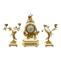 Classical French C19th Louis XVI style clock set. 13" (33cm) high