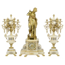 Large 19th Century French Louis XVI style mantel clock set.