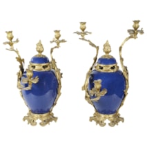 Pair Samson porcelain and ormolu candelabra, late 19th Century.