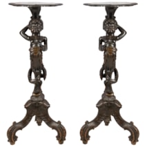 Pair Venetian carved Walnut Torchas, C19th