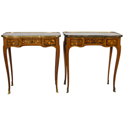 Pair of Louis XV Style Inlaid Side Tables