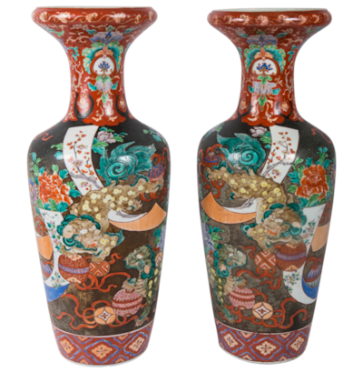 Large Pair of 19th Century Kutani Japanese Vases