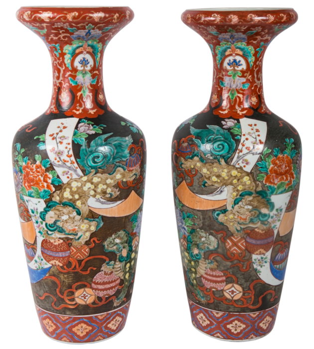 Large Pair of 19th Century Kutani Japanese Vases