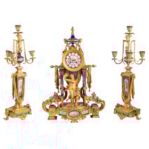Rare 19th Century Sevres style clock set.