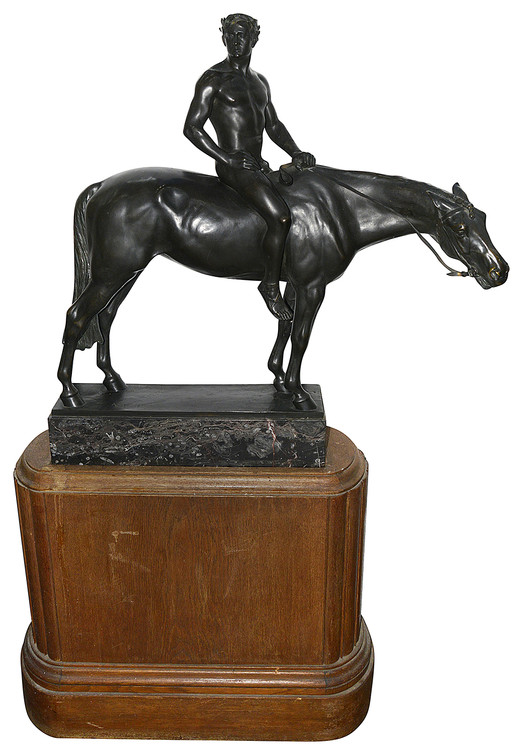 Art Deco bronze Horseman, A. Hulsman. 162cm high, 1920's