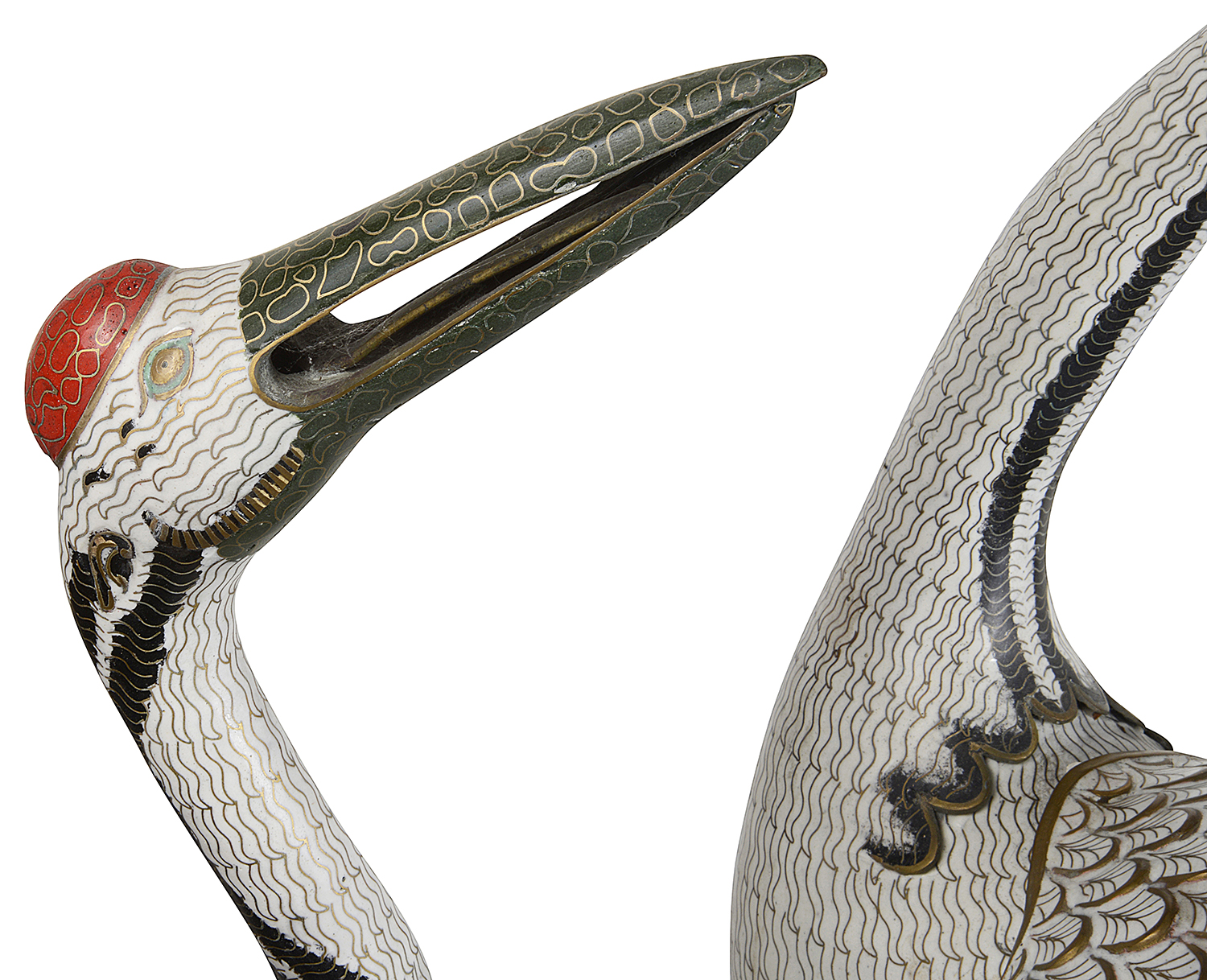 Pair of imposing Chinese Imperial style Cloissone cranes