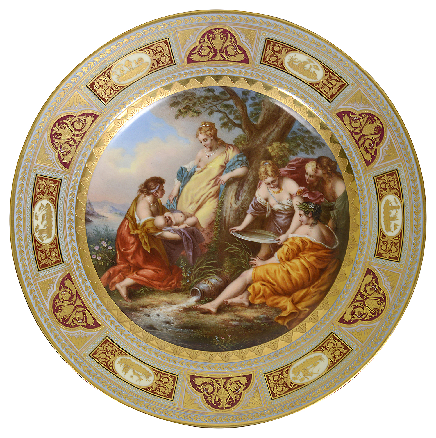 Vienna porcelain charger depicting the 'Birth of Adonis' Late C19th