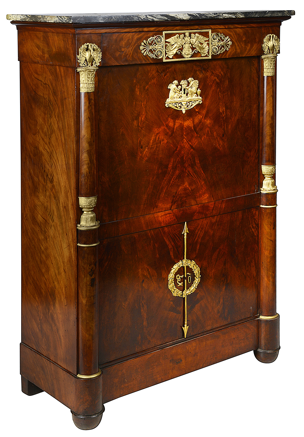 Empire style Mahogany secretaire abattant, circa 1840