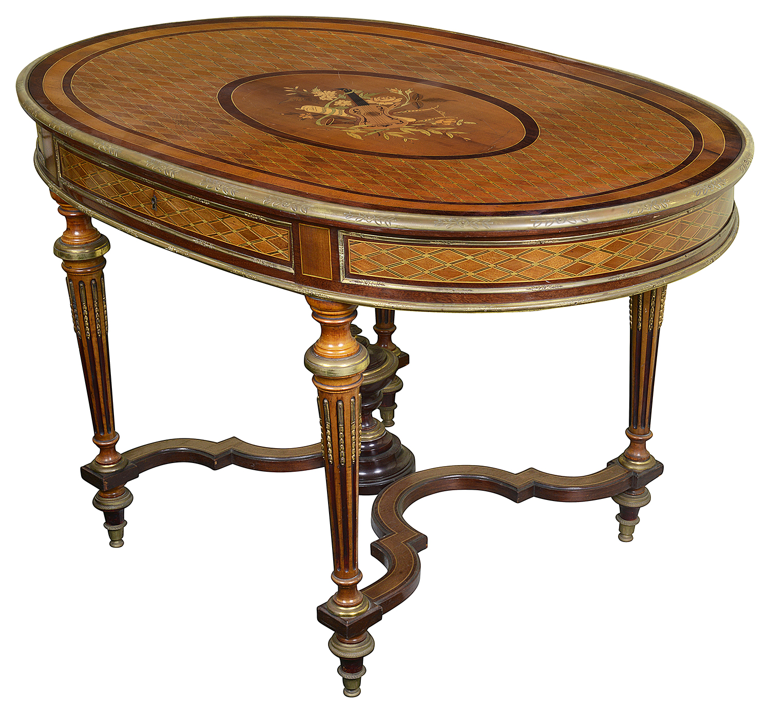Louis XVI marquetry inlaid centre table.