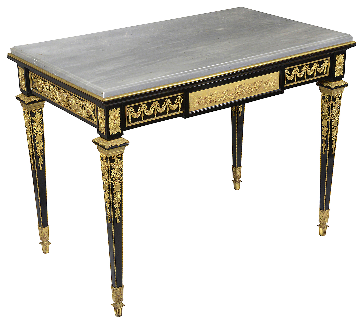 Louis XVI style Ebony centre table, attributed to Paul Sormani