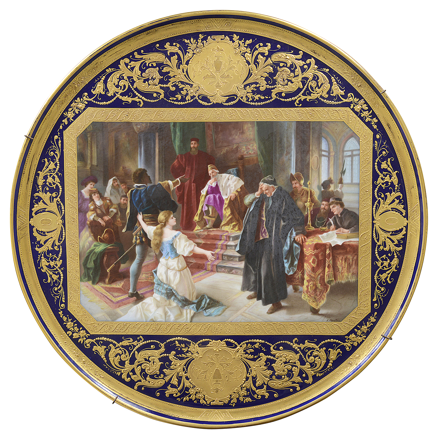 Large Vienna porcelain charger, depicting Orthello. 50cm Dia.