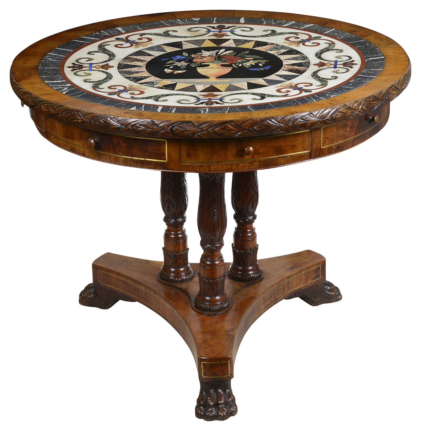 Regency period Maltese specimen marble top centre table.