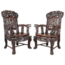 Large Pair of Late 19th Century Chinese Hardwood Armchairs