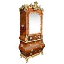 C18th Scandanvian Rococo giltwood and Walnut bureau bookcase 265cm(104") high